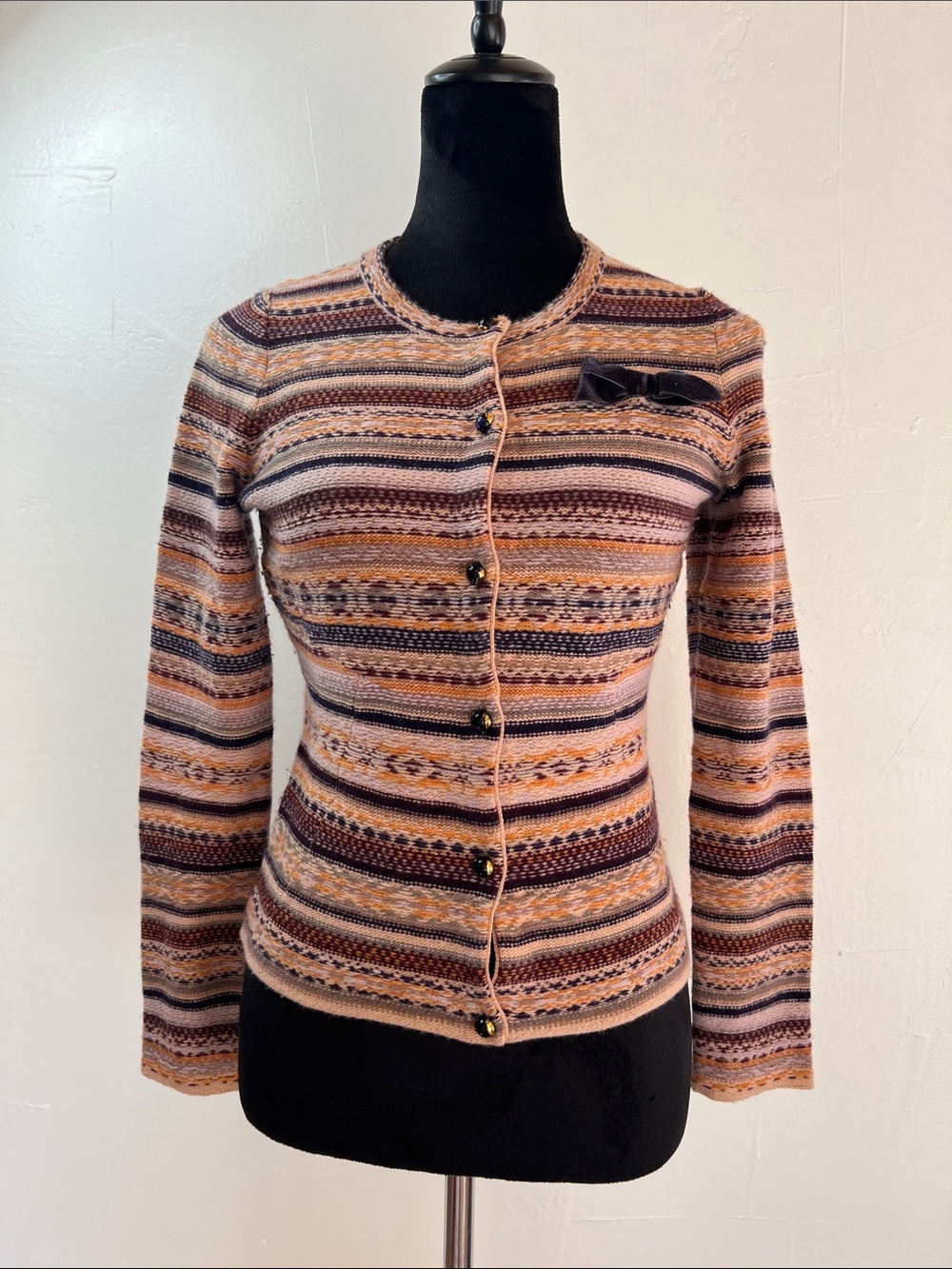 Schumacher Fair Isle Button-Front Cardigan wool